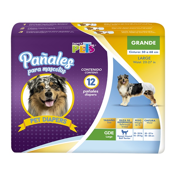 PAÑALES GDE PARA PERRO - 12 PZ