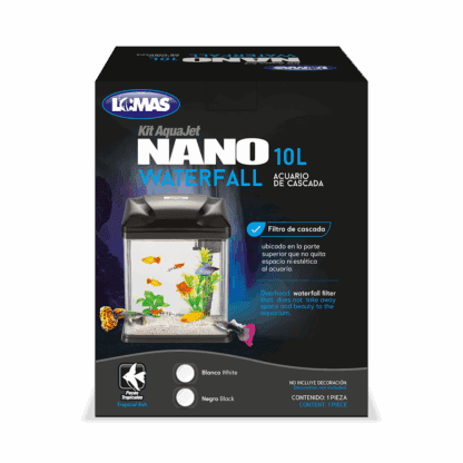 KIT NANO ACUARIO NEGRO C/LUZ LED 10 LT