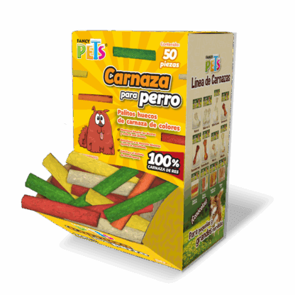 PALITOS HUECOS DE CARNAZA DE COLORES CAJA 50 PZ