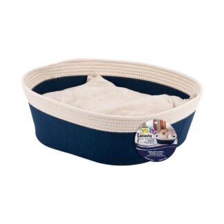 CANASTA DE TELA P/MASCOTA AZUL NAVY